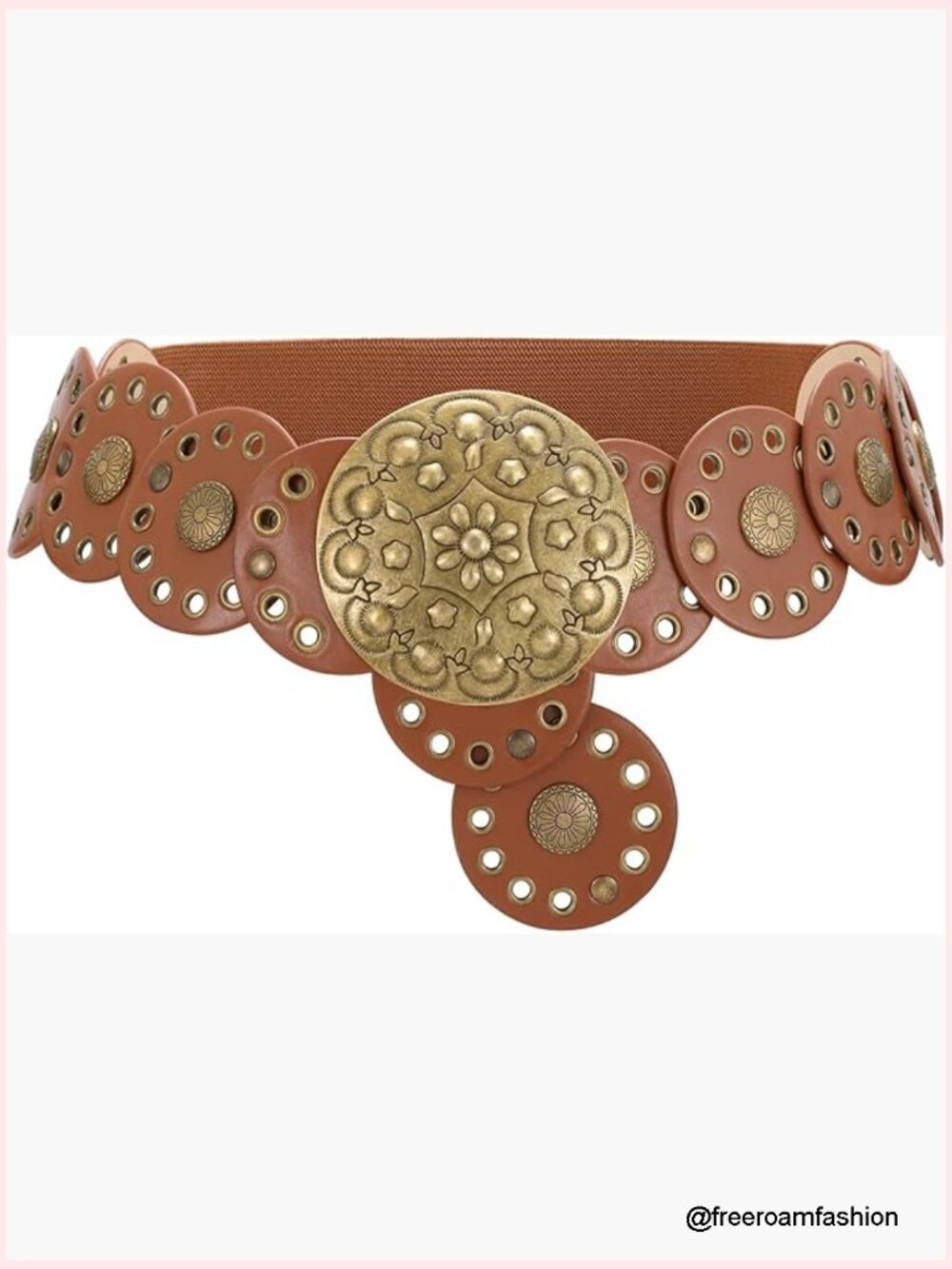 Women's Elasticized Cowgirl Concho Disc Belt Adjustable Waist